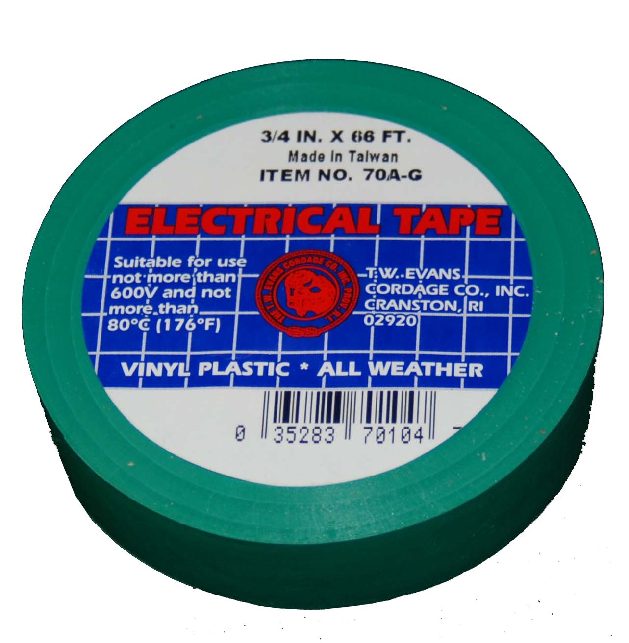3/4" x 66" Electrical Tape Green