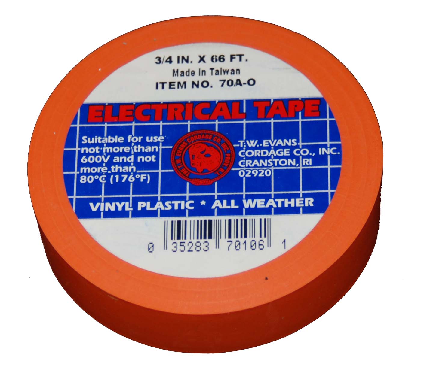 3/4" x 66" Electrical Tape Orange