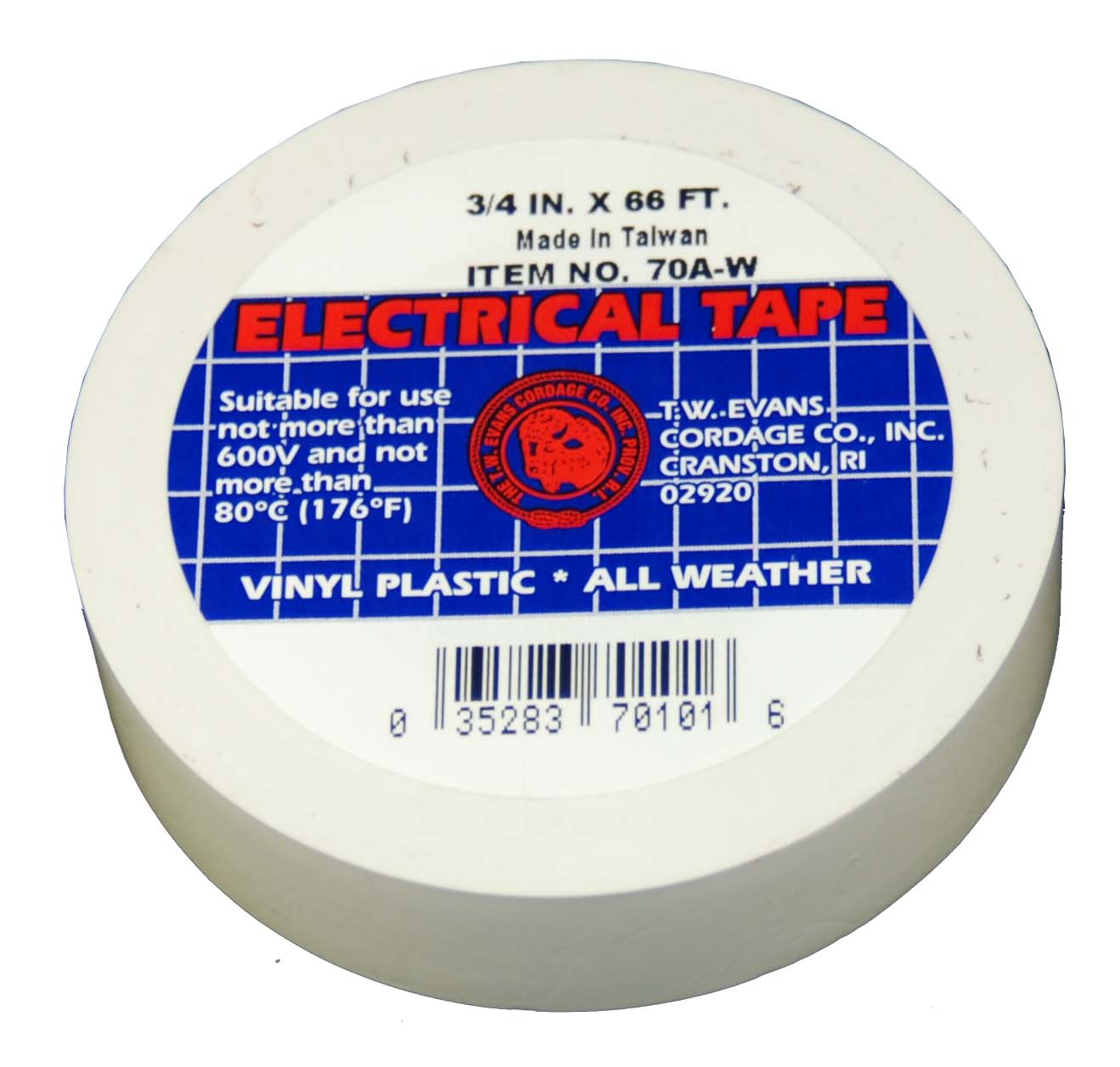 3/4" x 66" Electrical Tape White