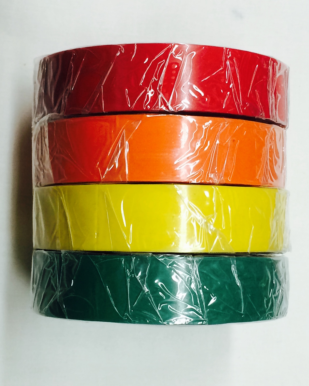 3/4" x 66" Electrical Tape 4-Pack: Red/Orange/Yellow/Green